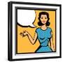 Illustration of Retro Girl in Pop Art Style-incomible-Framed Art Print