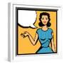 Illustration of Retro Girl in Pop Art Style-incomible-Framed Art Print