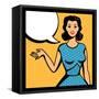 Illustration of Retro Girl in Pop Art Style-incomible-Framed Stretched Canvas