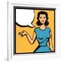 Illustration of Retro Girl in Pop Art Style-incomible-Framed Art Print