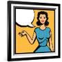 Illustration of Retro Girl in Pop Art Style-incomible-Framed Art Print