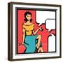 Illustration of Retro Girl in Pop Art Style-incomible-Framed Art Print