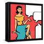 Illustration of Retro Girl in Pop Art Style-incomible-Framed Stretched Canvas