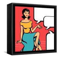 Illustration of Retro Girl in Pop Art Style-incomible-Framed Stretched Canvas