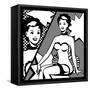 Illustration of Retro Girl in Pop Art Style-incomible-Framed Stretched Canvas