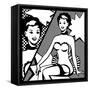 Illustration of Retro Girl in Pop Art Style-incomible-Framed Stretched Canvas