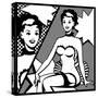 Illustration of Retro Girl in Pop Art Style-incomible-Stretched Canvas