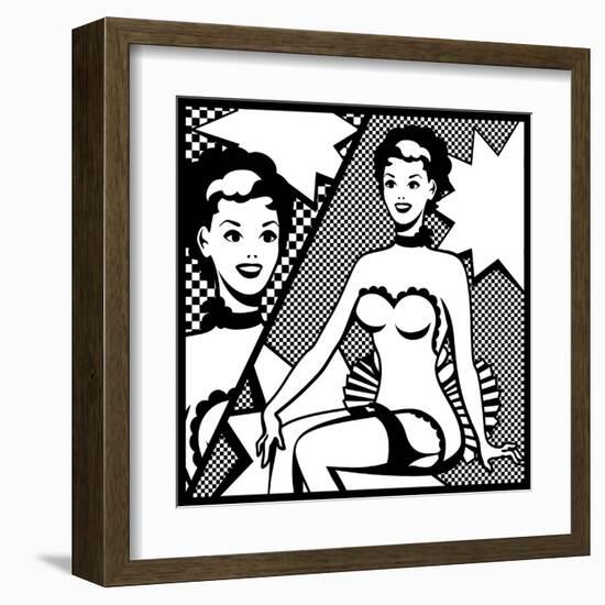 Illustration of Retro Girl in Pop Art Style-incomible-Framed Art Print