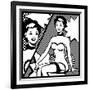 Illustration of Retro Girl in Pop Art Style-incomible-Framed Art Print