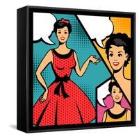 Illustration of Retro Girl in Pop Art Style-incomible-Framed Stretched Canvas