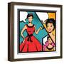 Illustration of Retro Girl in Pop Art Style-incomible-Framed Art Print