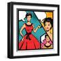 Illustration of Retro Girl in Pop Art Style-incomible-Framed Art Print