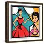 Illustration of Retro Girl in Pop Art Style-incomible-Framed Art Print