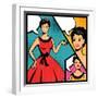 Illustration of Retro Girl in Pop Art Style-incomible-Framed Art Print