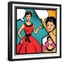 Illustration of Retro Girl in Pop Art Style-incomible-Framed Premium Giclee Print