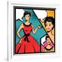 Illustration of Retro Girl in Pop Art Style-incomible-Framed Art Print