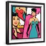 Illustration of Retro Girl in Pop Art Style-incomible-Framed Art Print