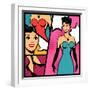 Illustration of Retro Girl in Pop Art Style-incomible-Framed Art Print