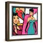 Illustration of Retro Girl in Pop Art Style-incomible-Framed Art Print