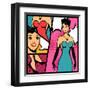 Illustration of Retro Girl in Pop Art Style-incomible-Framed Art Print