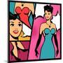Illustration of Retro Girl in Pop Art Style-incomible-Mounted Art Print