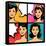 Illustration of Retro Girls in Pop Art Style-incomible-Framed Stretched Canvas