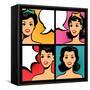 Illustration of Retro Girls in Pop Art Style-incomible-Framed Stretched Canvas