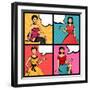 Illustration of Retro Girls in Pop Art Style-incomible-Framed Art Print