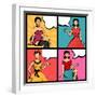 Illustration of Retro Girls in Pop Art Style-incomible-Framed Art Print