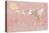 Illustration of Rudolph and Sleigh-null-Stretched Canvas