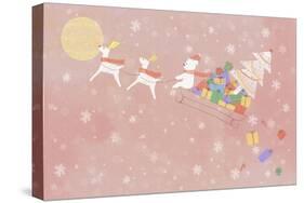 Illustration of Rudolph and Sleigh-null-Stretched Canvas