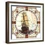 Illustration Of Sailing Ships Of The 17Th Century At Sunset-Vertyr-Framed Art Print