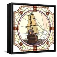 Illustration Of Sailing Ships Of The 17Th Century At Sunset-Vertyr-Framed Stretched Canvas