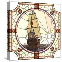 Illustration Of Sailing Ships Of The 17Th Century At Sunset-Vertyr-Stretched Canvas