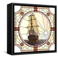 Illustration Of Sailing Ships Of The 17Th Century At Sunset-Vertyr-Framed Stretched Canvas