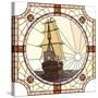 Illustration Of Sailing Ships Of The 17Th Century At Sunset-Vertyr-Stretched Canvas