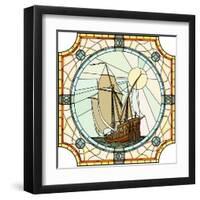 Illustration Of Sailing Ships Of The 17Th Century-Vertyr-Framed Art Print