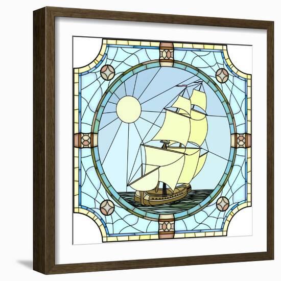 Illustration Of Sailing Ships Of The 17Th Century-Vertyr-Framed Art Print