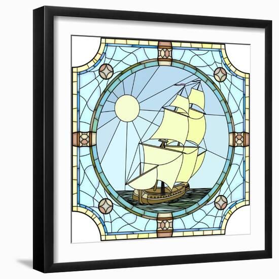 Illustration Of Sailing Ships Of The 17Th Century-Vertyr-Framed Art Print