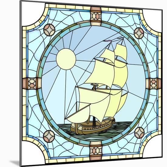 Illustration Of Sailing Ships Of The 17Th Century-Vertyr-Mounted Art Print