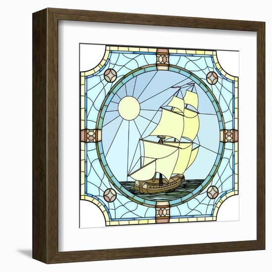 Illustration Of Sailing Ships Of The 17Th Century-Vertyr-Framed Art Print