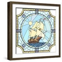 Illustration Of Sailing Ships Of The 17Th Century-Vertyr-Framed Art Print