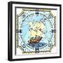 Illustration Of Sailing Ships Of The 17Th Century-Vertyr-Framed Art Print