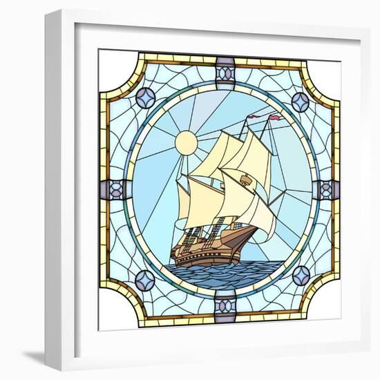 Illustration Of Sailing Ships Of The 17Th Century-Vertyr-Framed Art Print