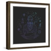 Illustration of Sailor with Pipe Dreams of a Sailor. Print Mermaid and Anchor.-Fay Francevna-Framed Art Print