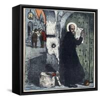 Illustration of Saint Francis of Sales Posting Tracts on Protestant Homes-Stefano Bianchetti-Framed Stretched Canvas