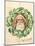 Illustration of Santa Claus in Midst of Mistletoe Wreath in Christmas Card-null-Mounted Photographic Print