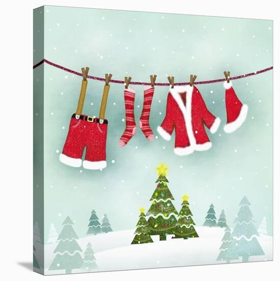 Illustration of Santa Clothes Hanging Outside-null-Stretched Canvas