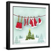 Illustration of Santa Clothes Hanging Outside-null-Framed Giclee Print