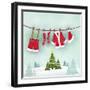 Illustration of Santa Clothes Hanging Outside-null-Framed Giclee Print